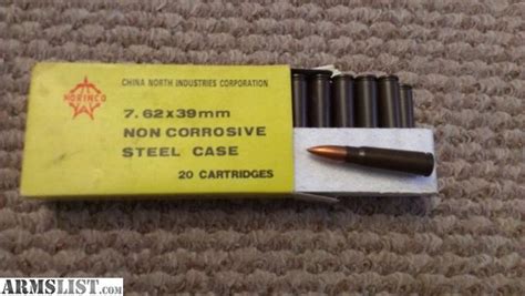 norinco yeliow box 7.62x39mm steel core ammo on the armslist|7.62x39 norinco.